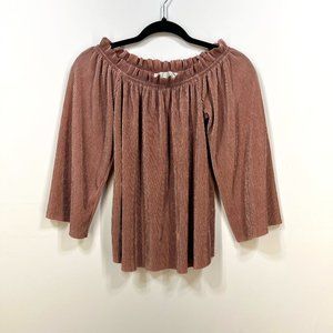 J.O.A. Los Angeles off-shoulder Pleated Ruffle Top, Size XS